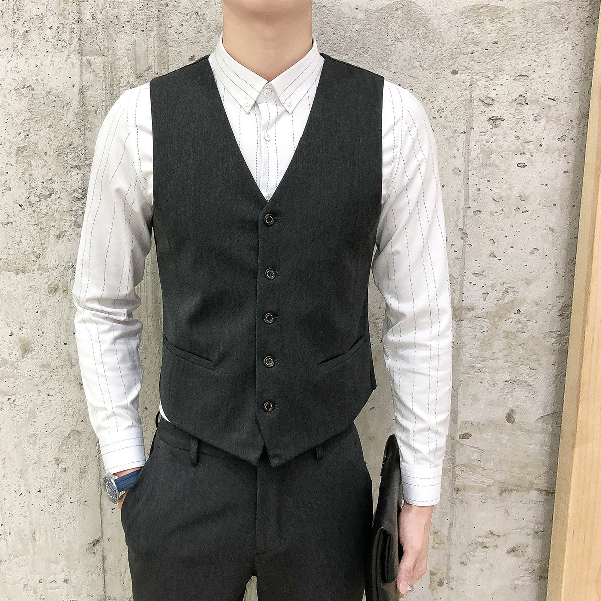 男士西装马甲背心韩版修身休闲纯色英伦风正装背心