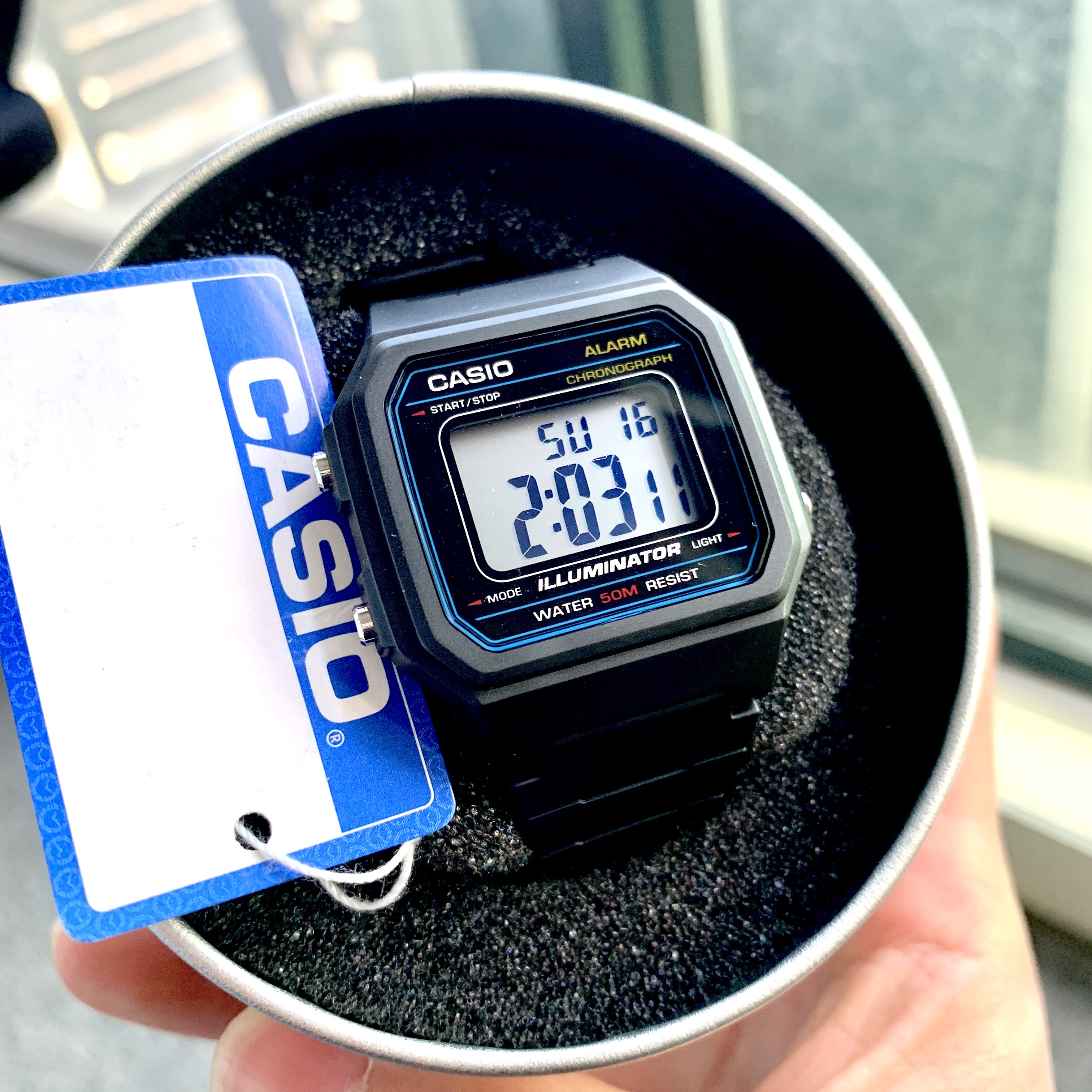 卡西欧数显方块石英表玫瑰金运动防水手表男表w-217h-1a/5a/7b/9a