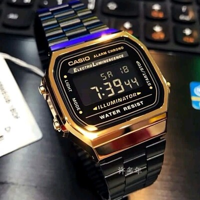 【新款高逼格】卡西欧复古方块电子表a168wem-1d/2d/7d防水男女表本场