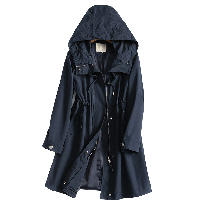渠道连帽上衣外套拉链风衣收腰休闲中长必能风衣