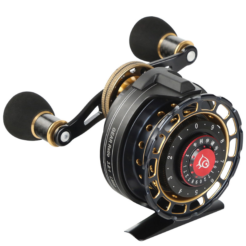 英莱特lm60筏钓轮带缓降磁力金属前打筏轮微铅轮鱼线轮