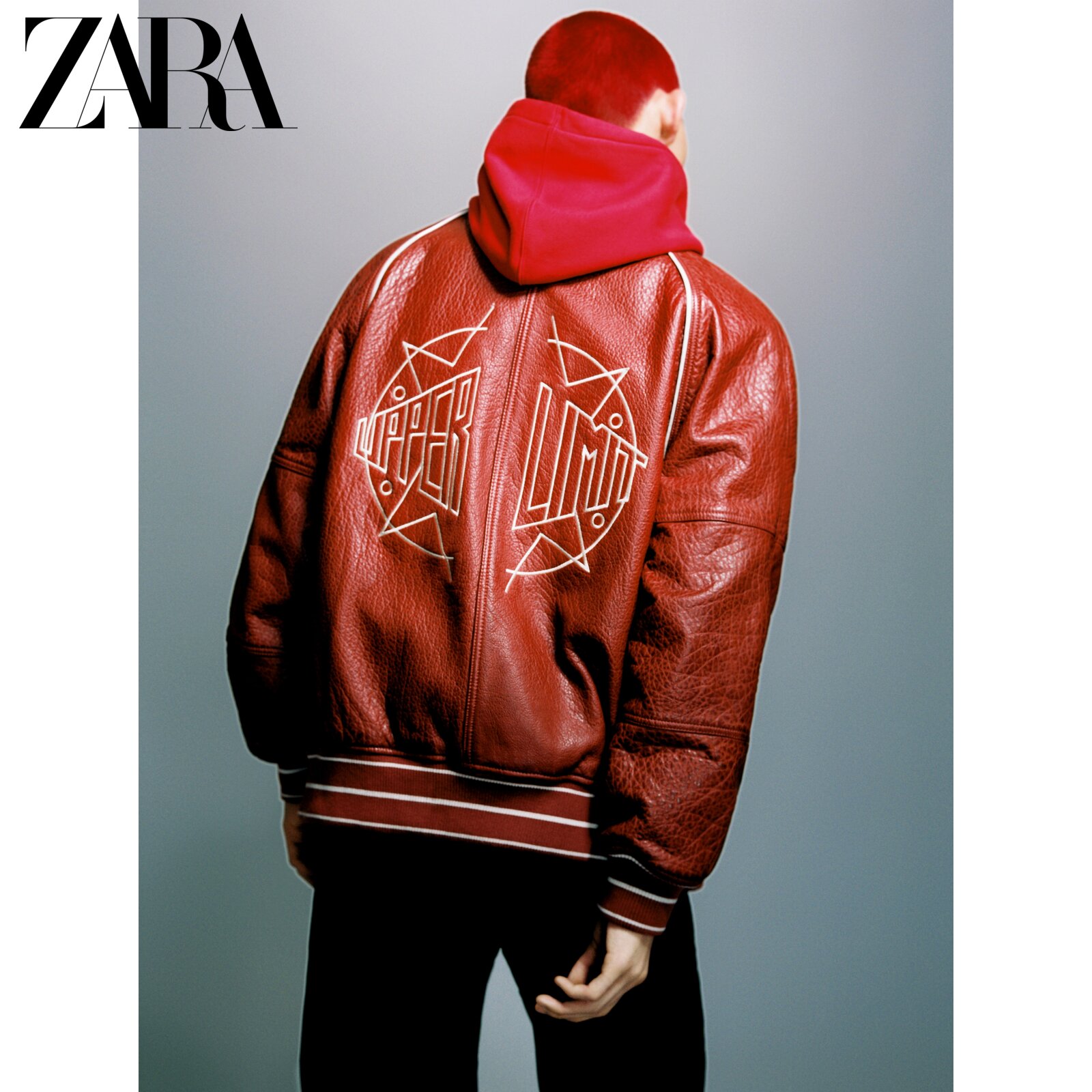 ZARA春季男装 牛皮革飞行员夹克外套棒球服皮衣 5388403 701