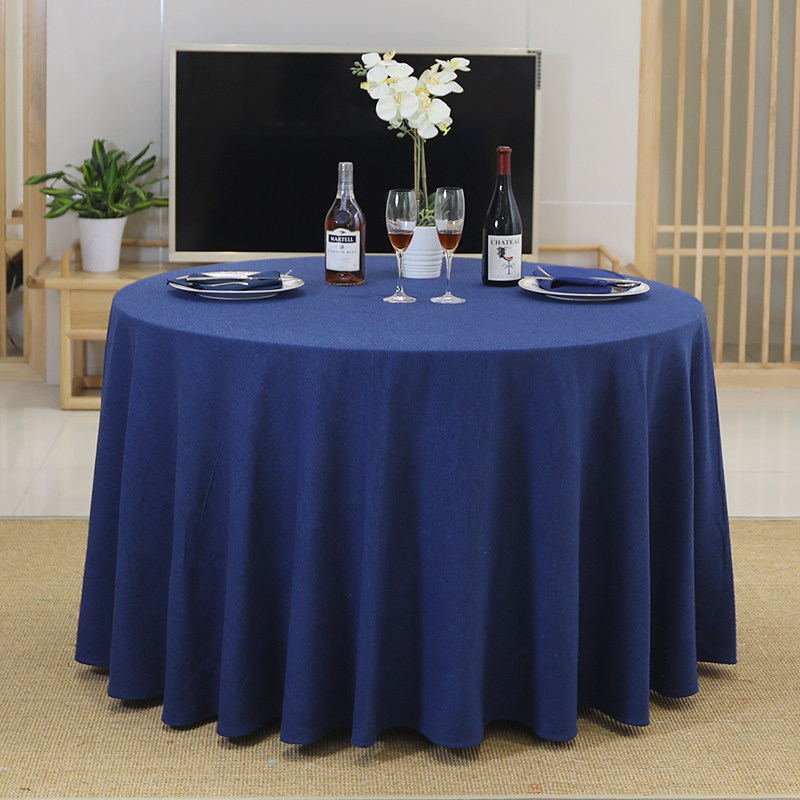桌布酒店圆桌欧式棉麻亚麻纯色平纹桌裙包厢桌布