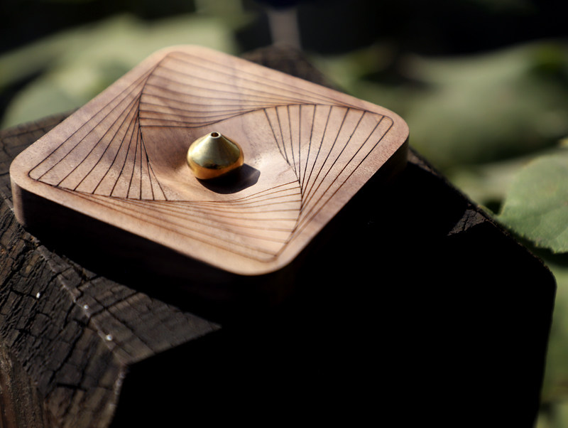 线香木质创意水滴香插日式香座底座禅意香道香托