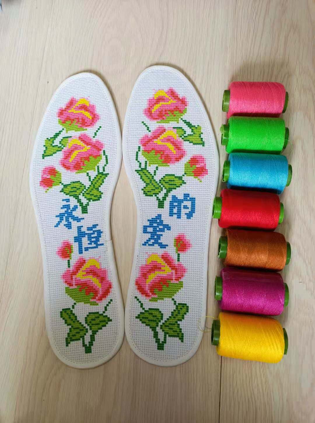 手工不掉掉色印花半成品鞋垫小格针孔6层棉布鞋垫