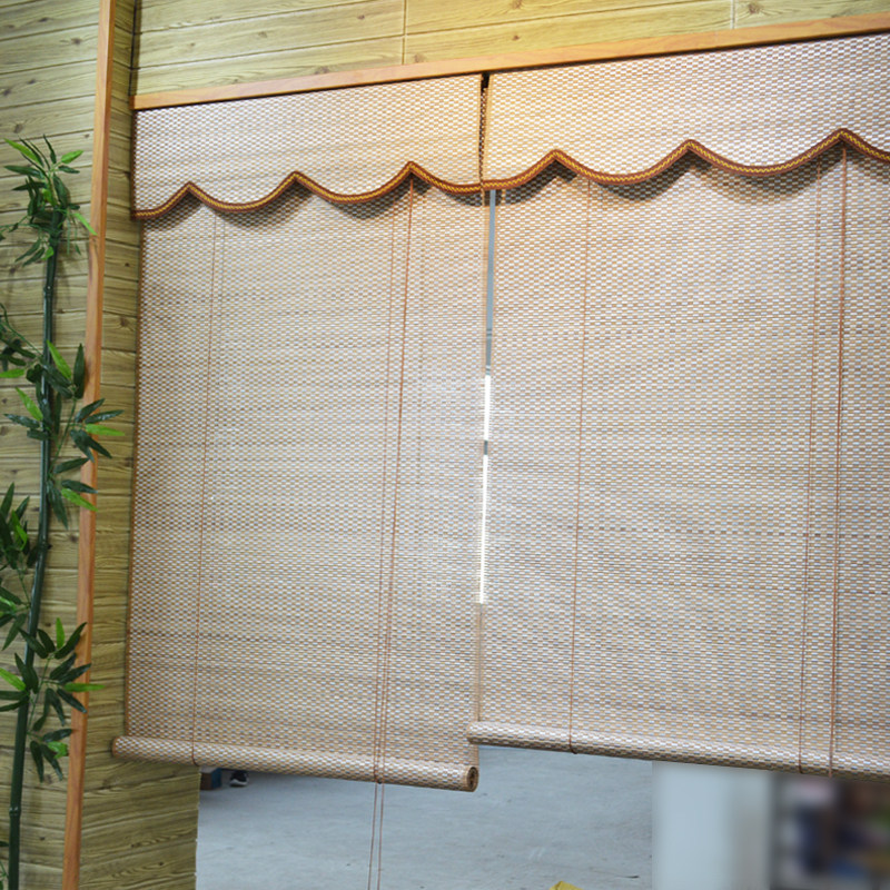 竹帘卷帘定制饭店遮阳茶楼中国国风隔断酒店卷帘