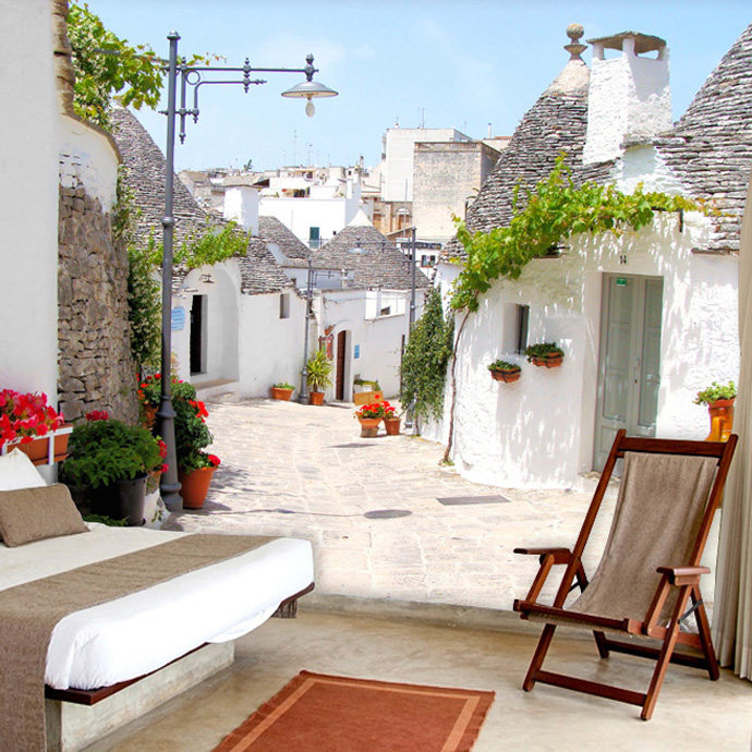 3d立体地中海建筑房屋风景墙纸大型壁画客厅卧室沙发电视背景