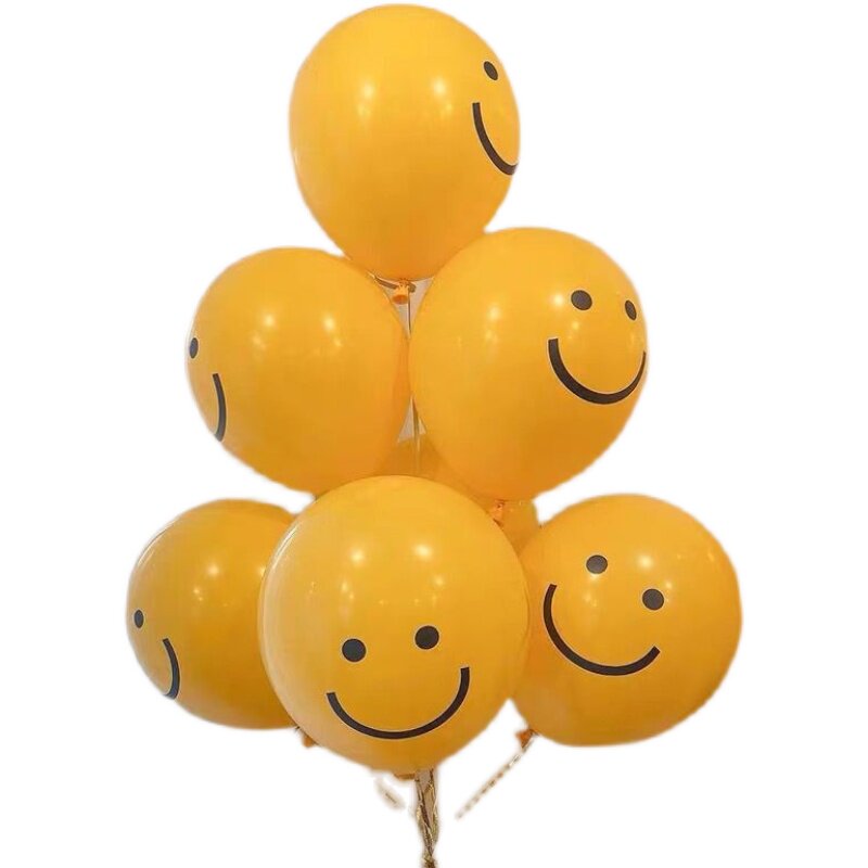ins可爱黄色笑脸气球小清新治愈生日装饰气氛气球