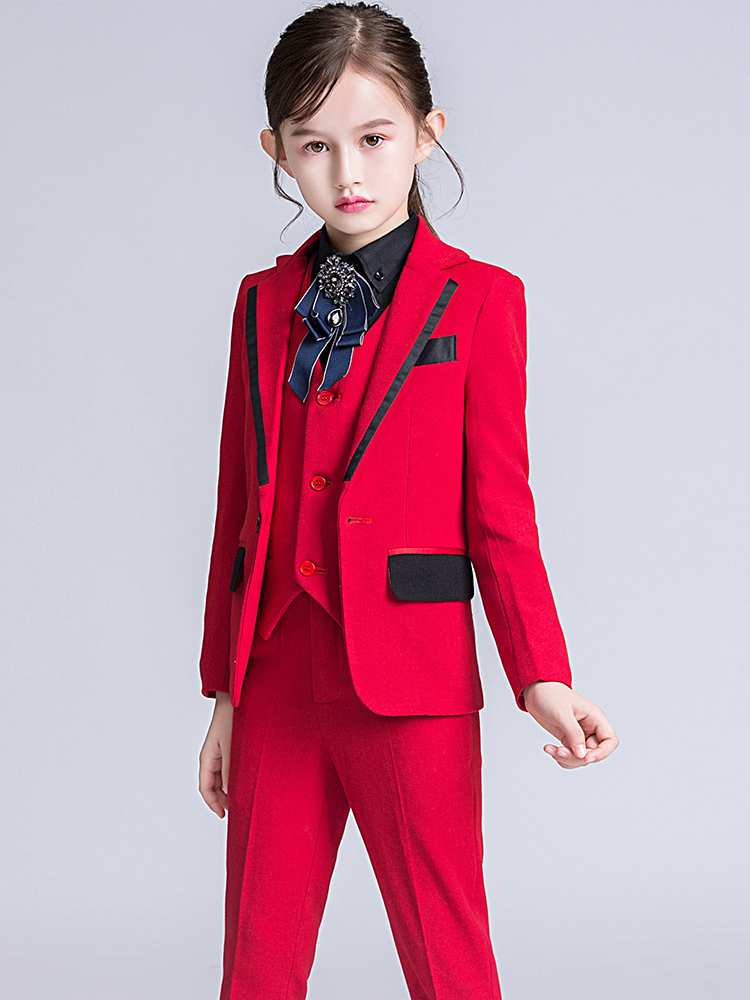 儿童西装套装花童礼服女孩钢琴演出服走秀英伦西服