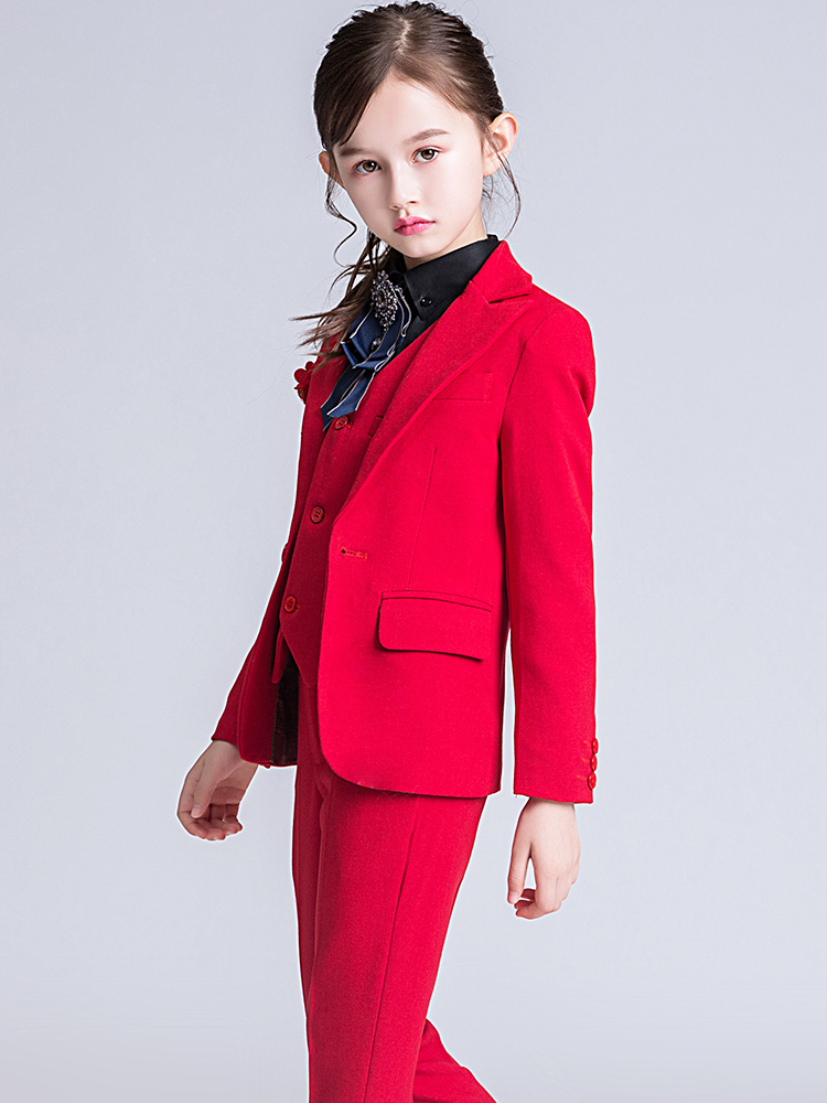 儿童西装套装小女孩演出服花童礼服女走高端定制西服