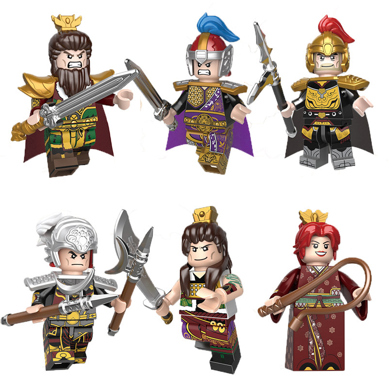 乐高三国演义积木第三方古代小侠关羽赵云人仔赤兔马塑料积木