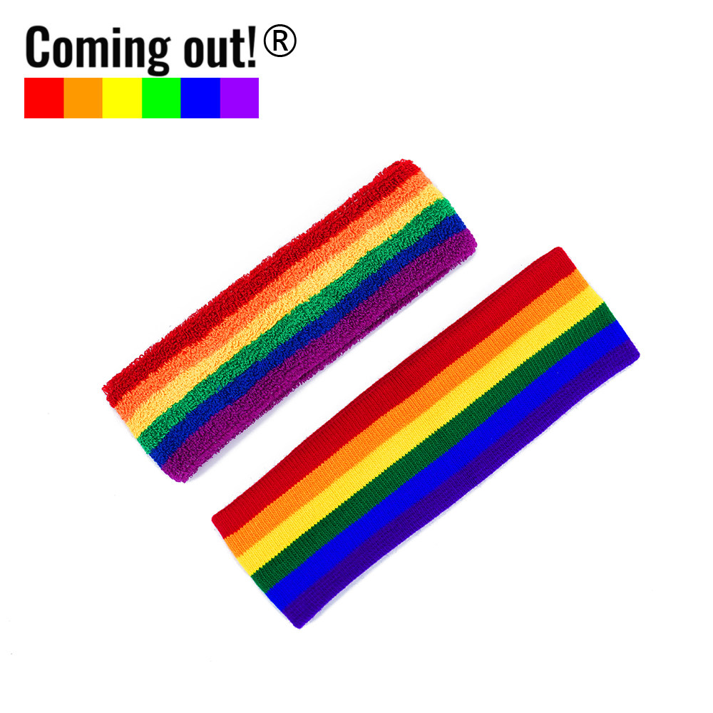 comingout六色彩虹头带lgbt同志出柜活动运动发饰