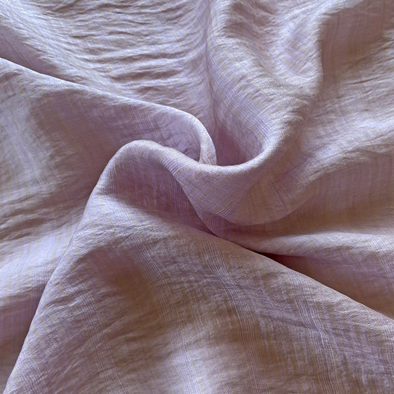 真丝旗袍衬衫汉服面料亚麻混纺条纹纹丝竖条海绵垫