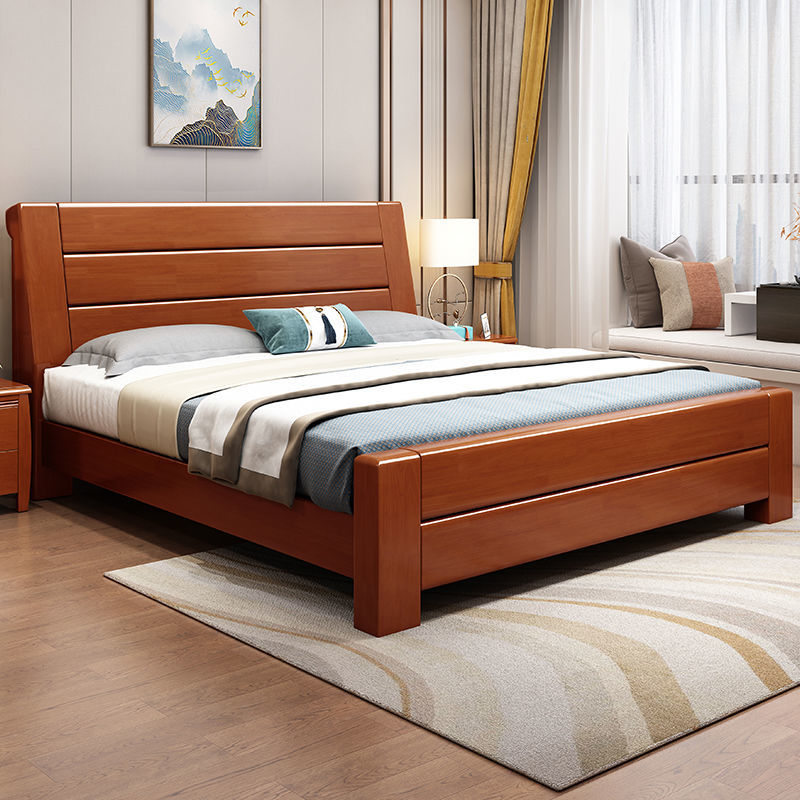 林氏木业实木木床1.8米双人床现代简约主卧婚床经济型床新皮艺床