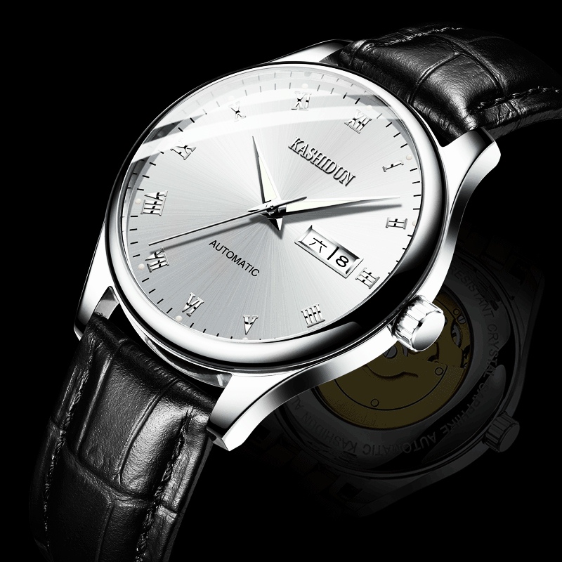 卡诗顿正品手表男士大表盘全自动机械表新款休闲皮带防水夜光时尚