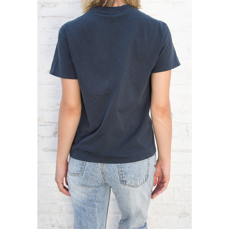 brandymelville旗舰店藏蓝蓝色全棉短款alaska哈士奇印花bmt恤