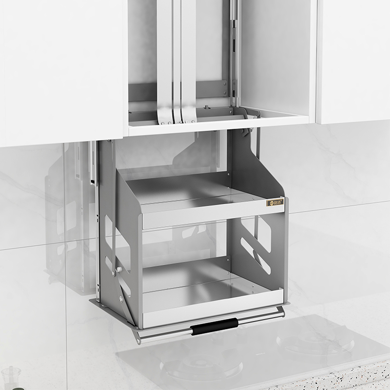吊柜升降拉篮厨房橱柜垂直直上下拉式顶柜双层拉篮