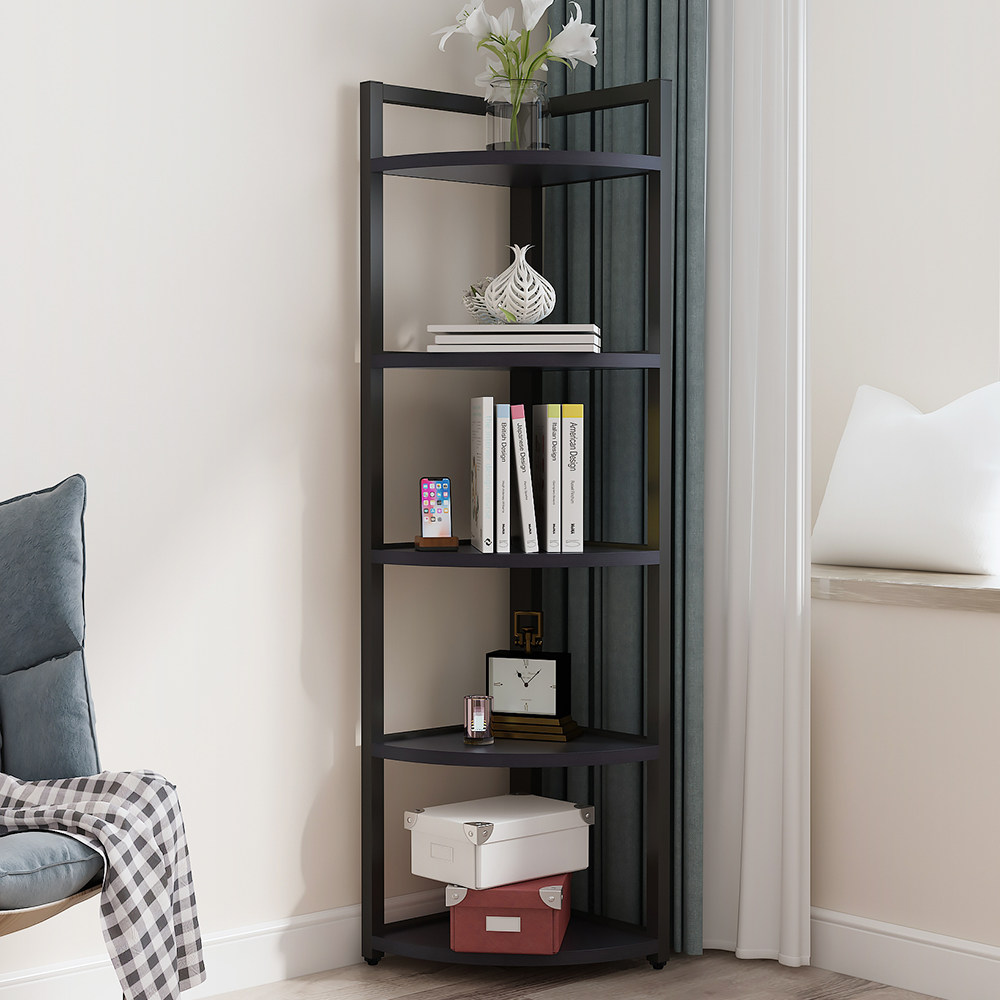 墙角置物架花架拐角落地客厅钢木三角形转角储物搁板