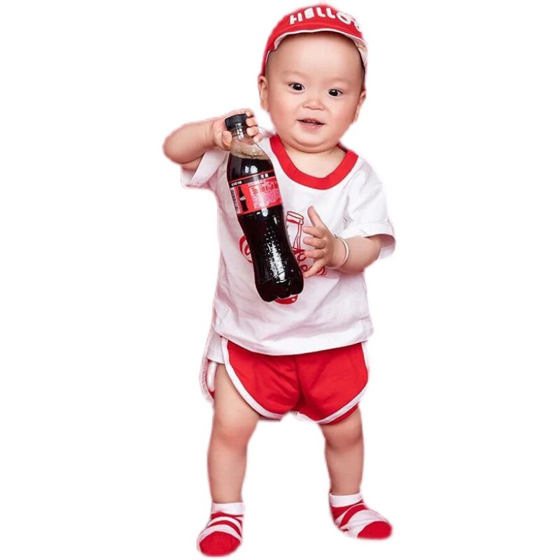 潮童男女孩可口可乐艺术写真儿童摄影主题服装12岁个性拍照套装