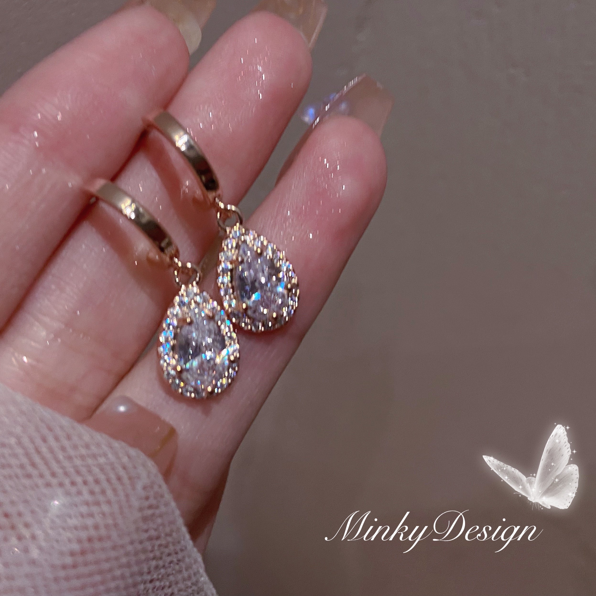 钻石舞会甜美水滴蚊香盘耳夹无耳洞女简约学生耳环