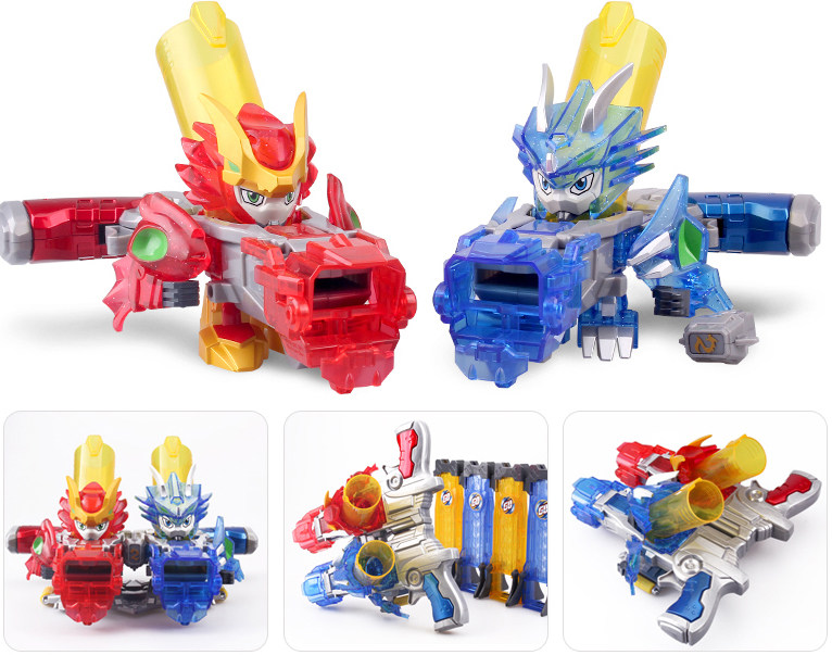 正版激战奇轮2 烈焰蓝龙魔幻双枪豪华套装80097合体发射破天神龙