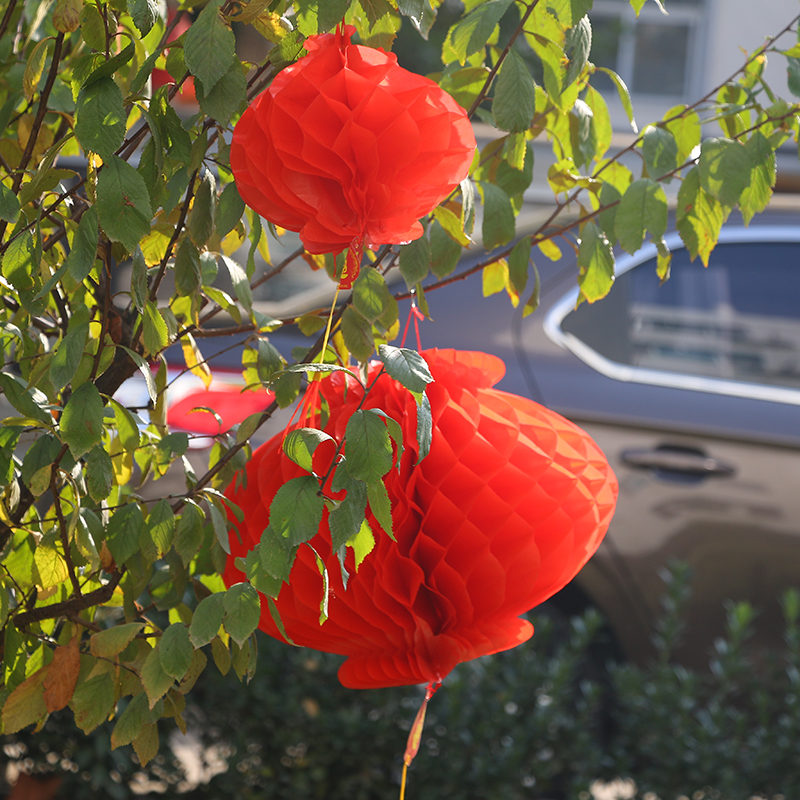 小纸灯笼新年过年装结婚大红灯笼挂饰树上户外吊灯中国风场景布置