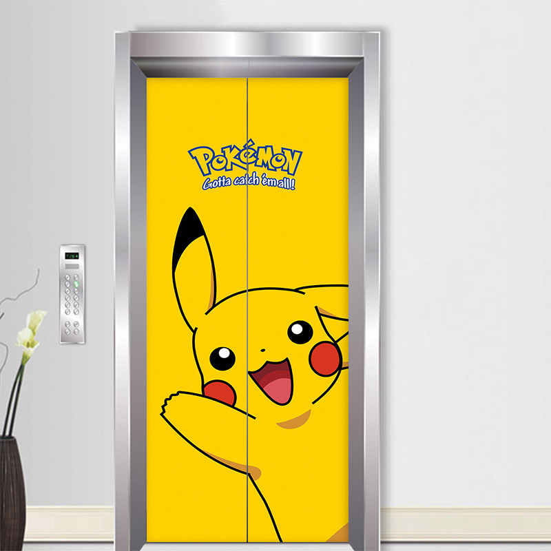 卡通皮卡电梯装饰贴纸儿童木门翻新贴画玻璃门墙贴