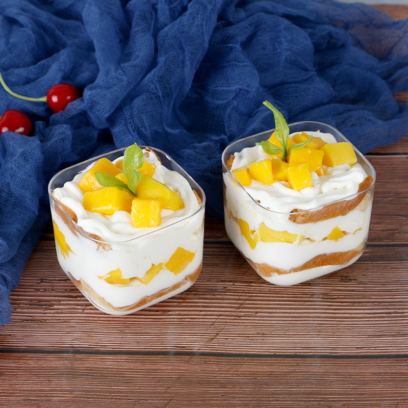 慕斯布丁冰淇淋蛋糕塑料一次性杯子带盖透明木糠杯塑杯