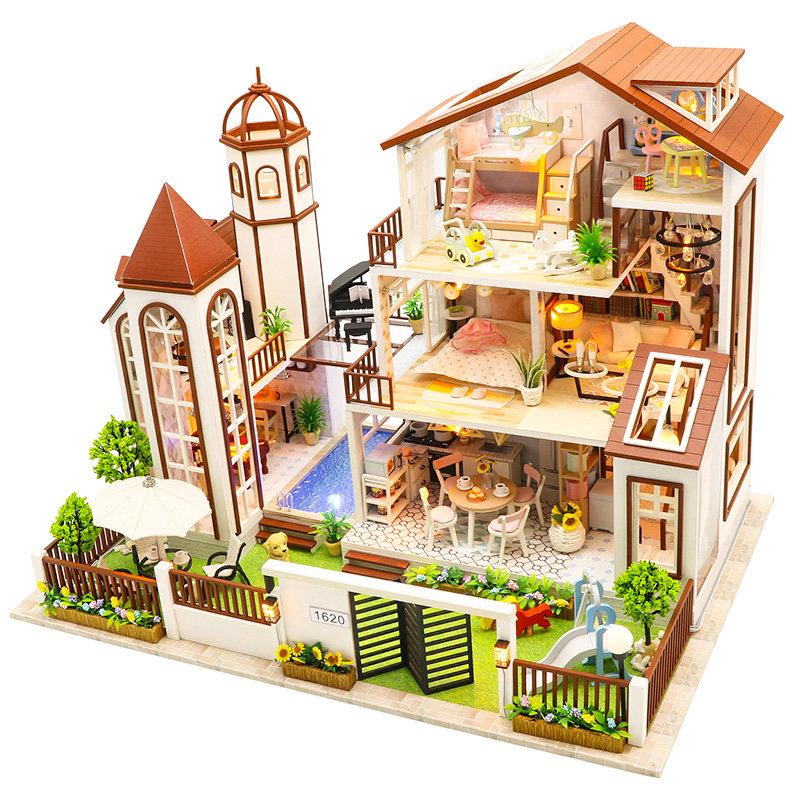 diy小屋大型别墅手工房子拼装模型一路爱你建筑