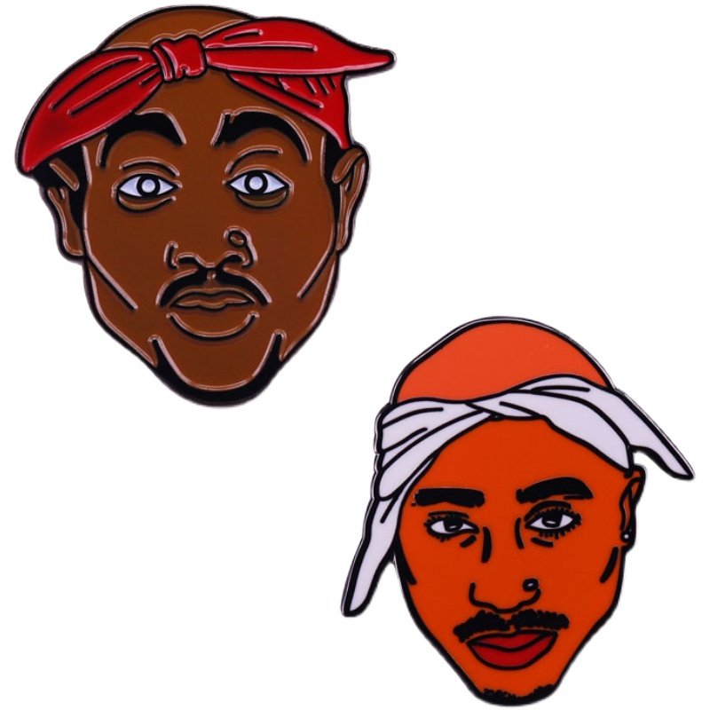 说唱之神2pac胸针加州西海岸90年代流行嘻哈歌手胸针