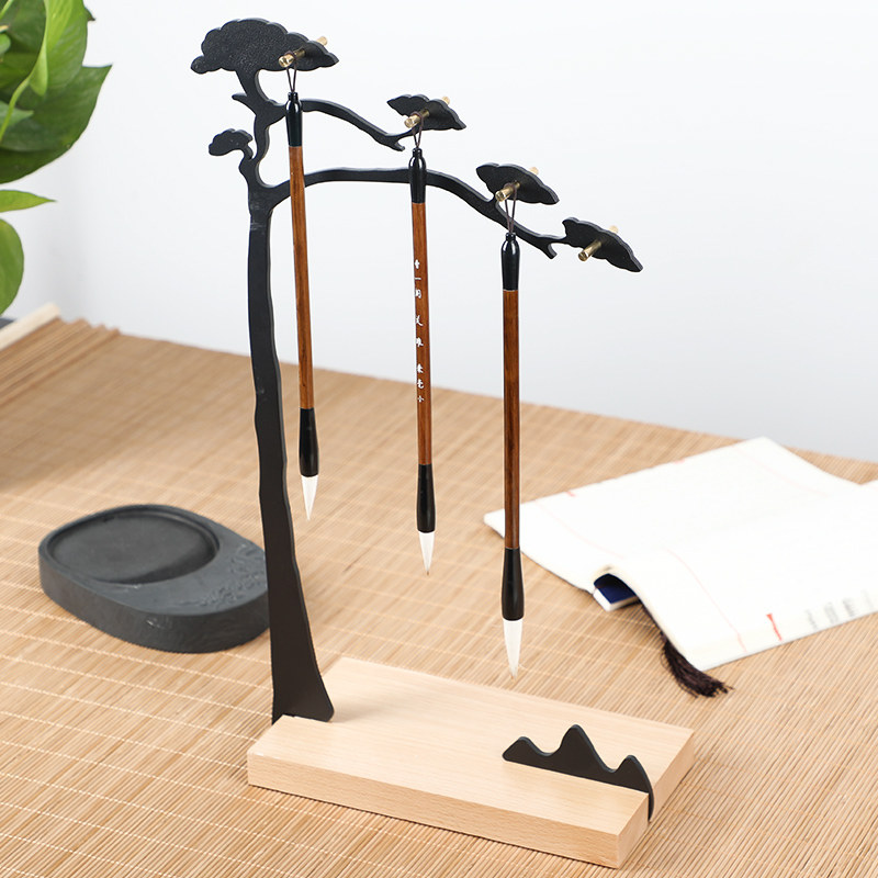 曹一阁架子创作书法国画摆件创意现代简约黄铜笔架