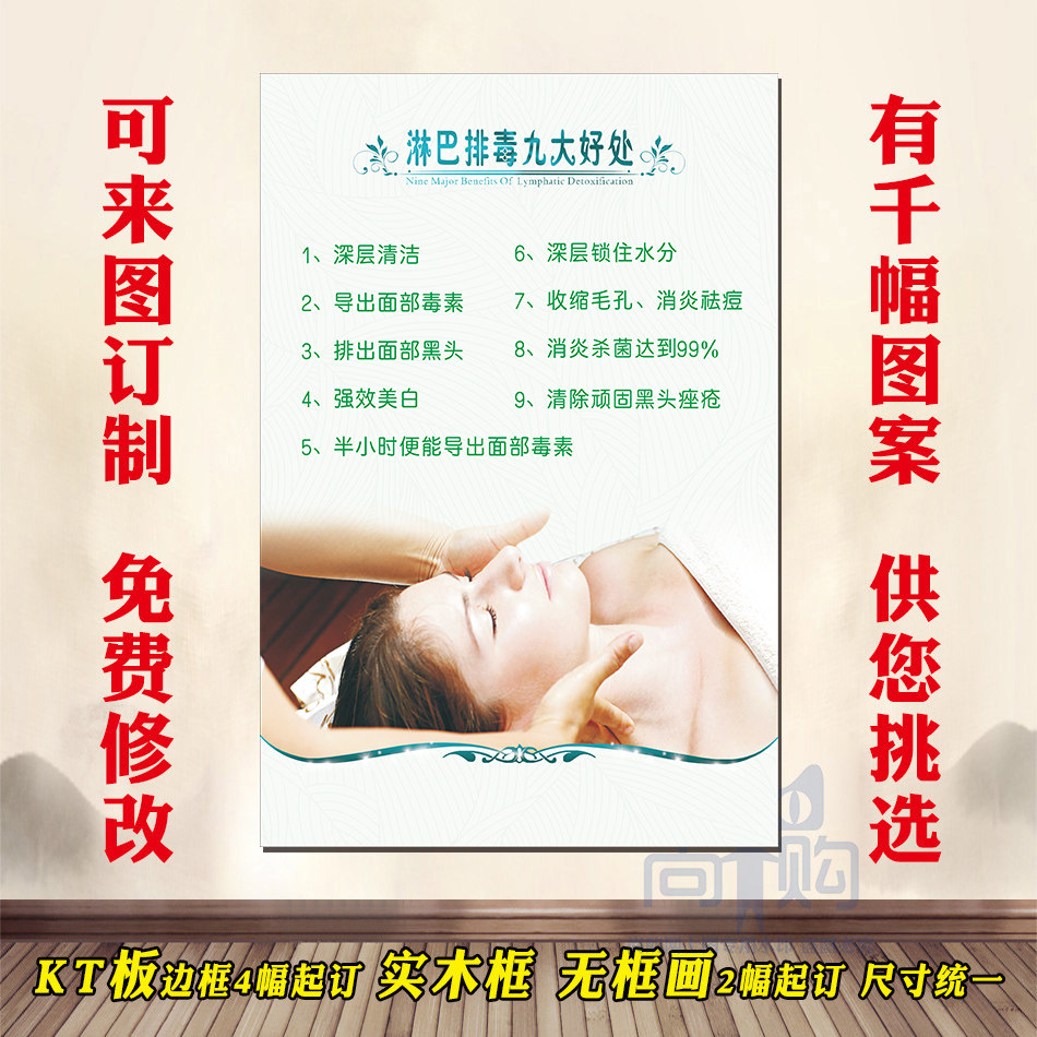 中医养生美容院装饰画挂画身体保养宣传海报淋巴排毒写真