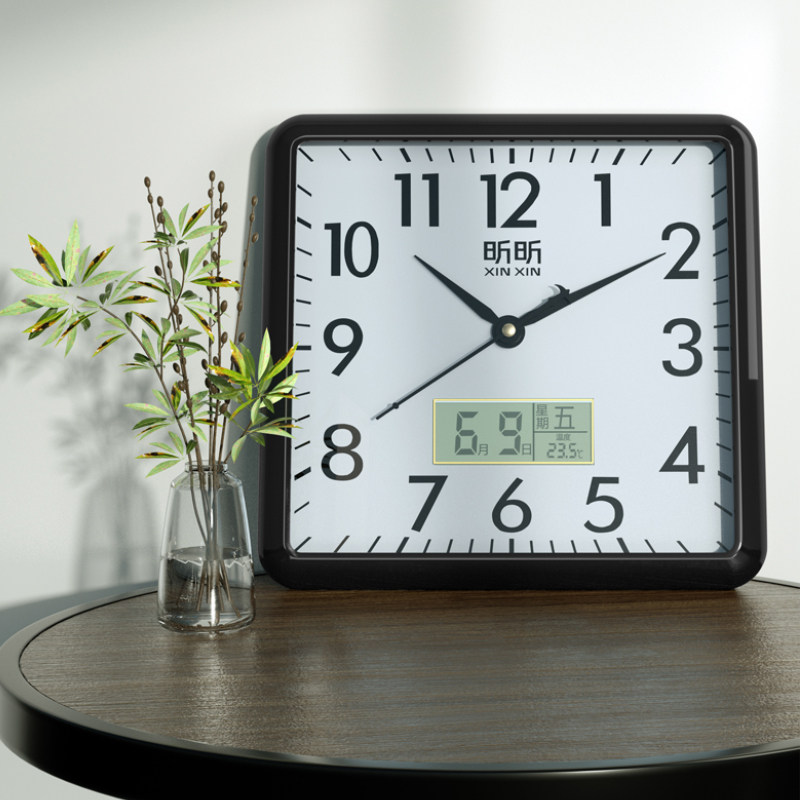 方形电子挂钟客厅静音钟表家用个性创意时尚挂钟