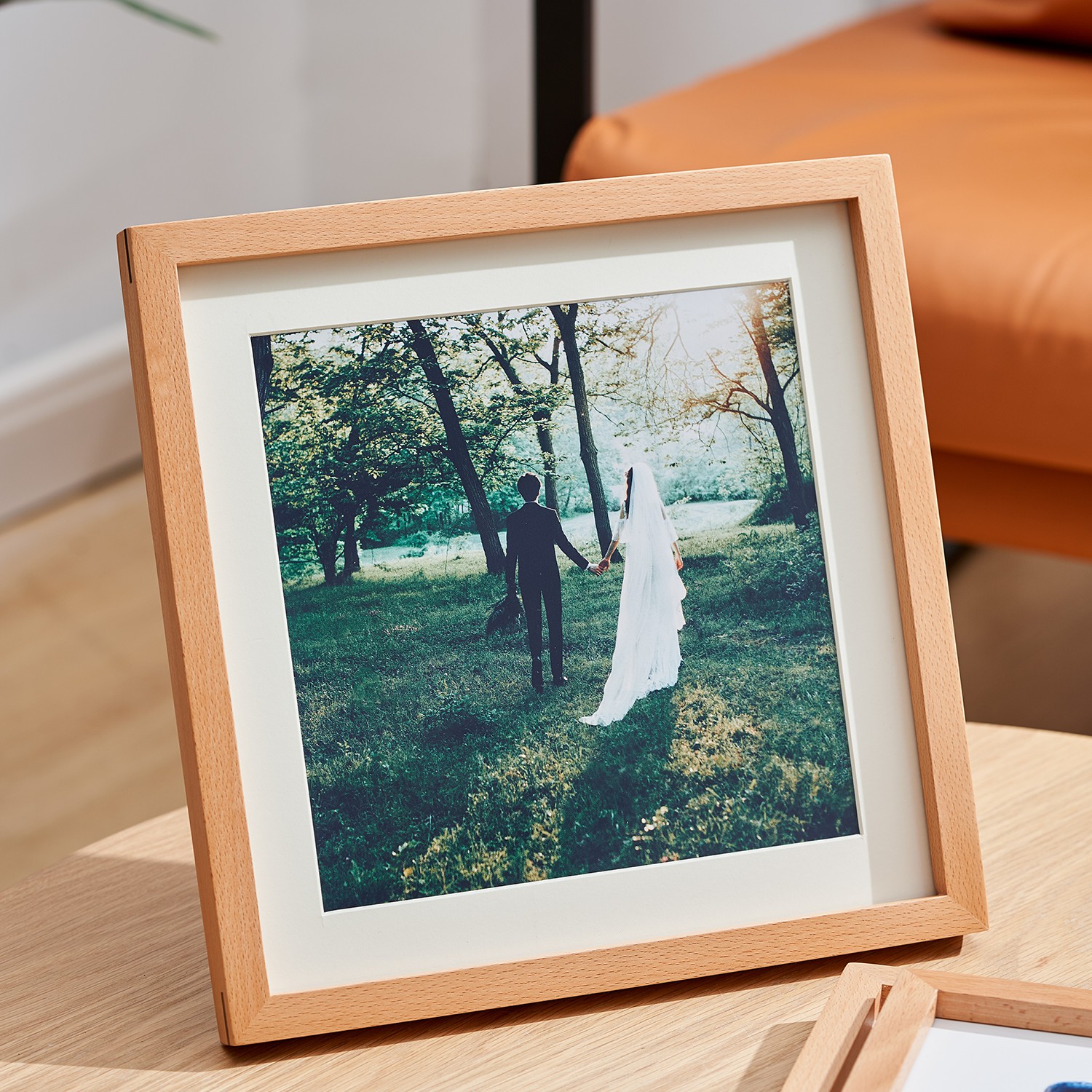 实木正方形榫卯相框摆台简约现代挂墙情侣结婚相框