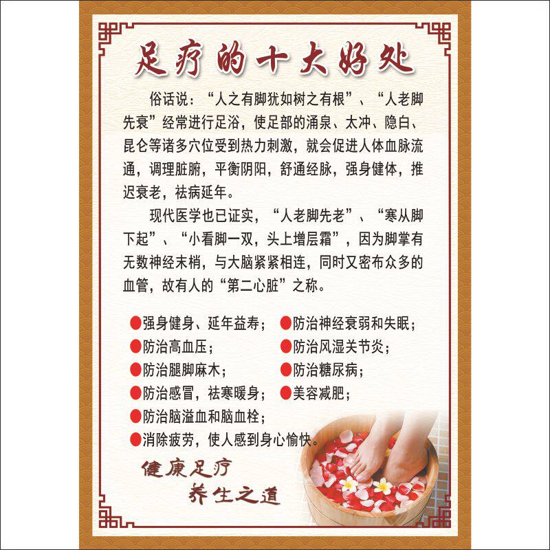 中医养生馆中药泡脚洗脚足浴店保健按摩足疗好处美容院挂图宣传画