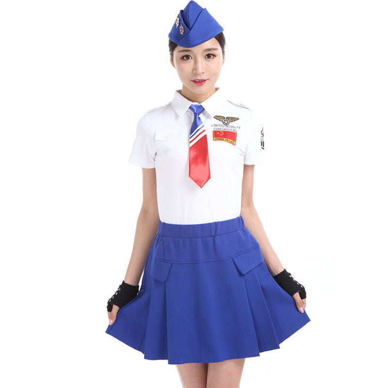 越野野营水兵上衣新款黑色白色短袖舞蹈广场舞广场舞套装