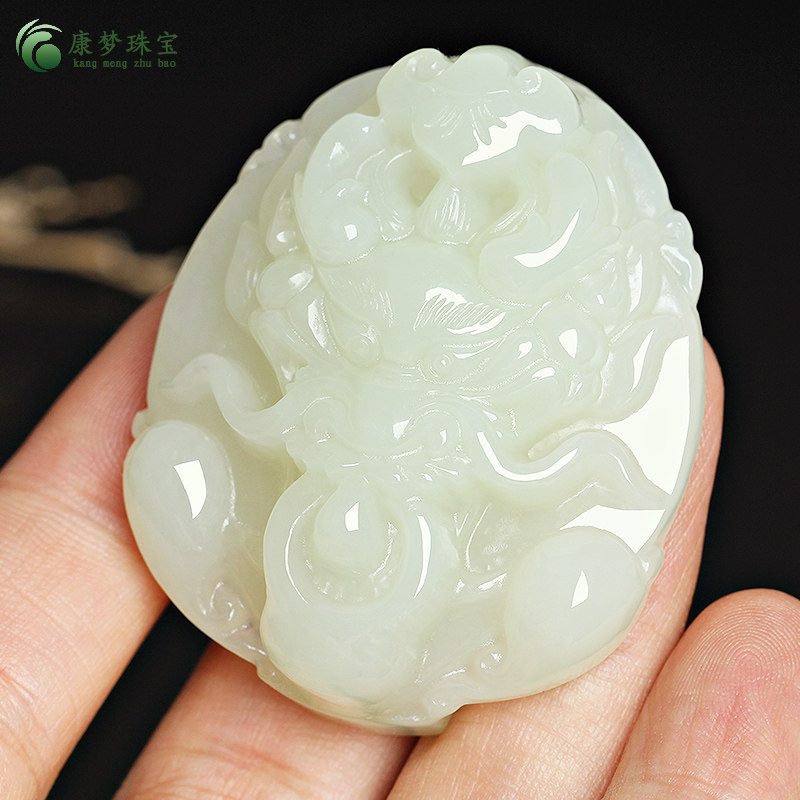 开光天然新疆和田玉龙牌皮带扣男士腰扣玉石腰挂件腰佩腰带扣饰品