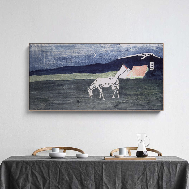 不够艺术复古小众横版装饰画客厅书房墙面挂画现代装饰画