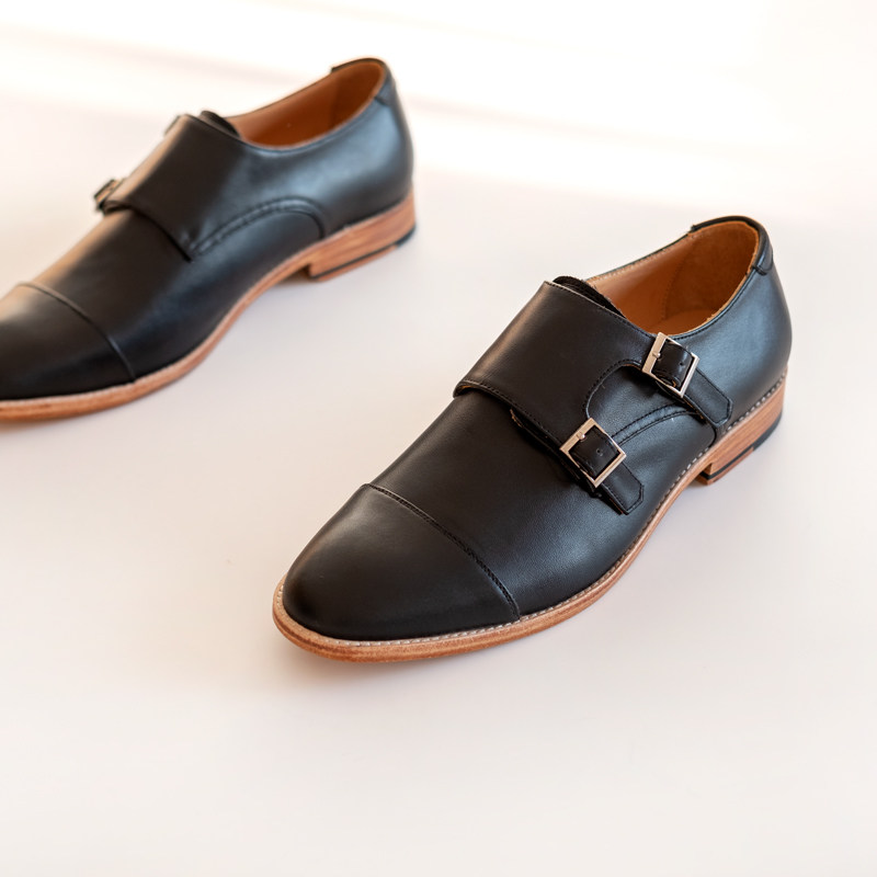 男鞋真皮monkstrap多色可选孟克鞋僧侣植鞣皮亲休闲皮鞋