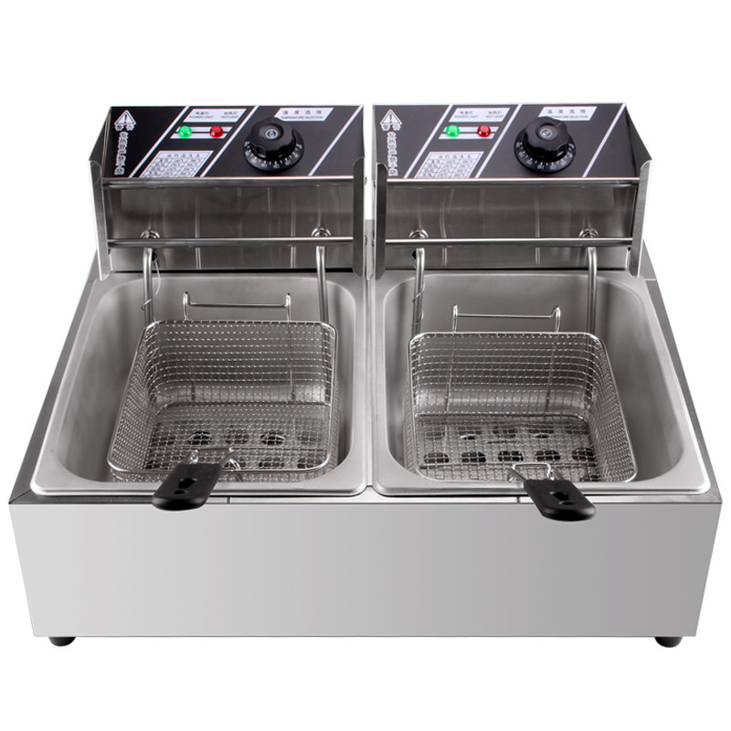 油炸商用油炸锅炸机用电炸炉双缸双锅炸鸡薯条商用炸锅