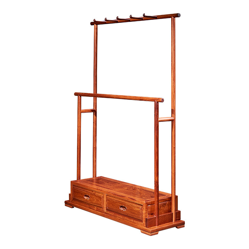 王木匠红木衣帽架落地挂衣架实木中式缅甸花梨大果紫檀卧室置物架