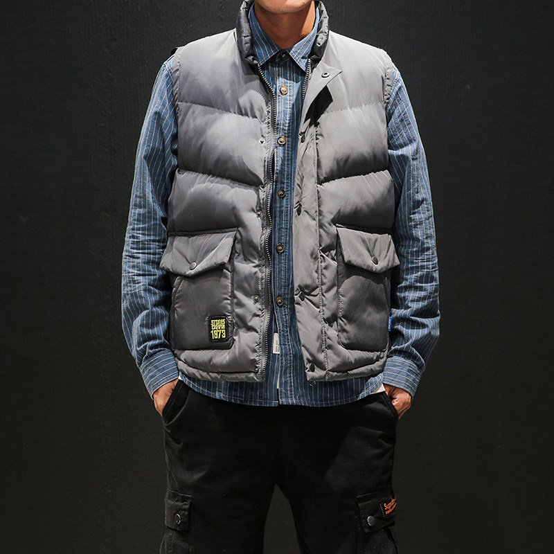 秋冬季立体兜棉马甲男背心加肥加大码青年潮休闲厚外套马夹胖男装