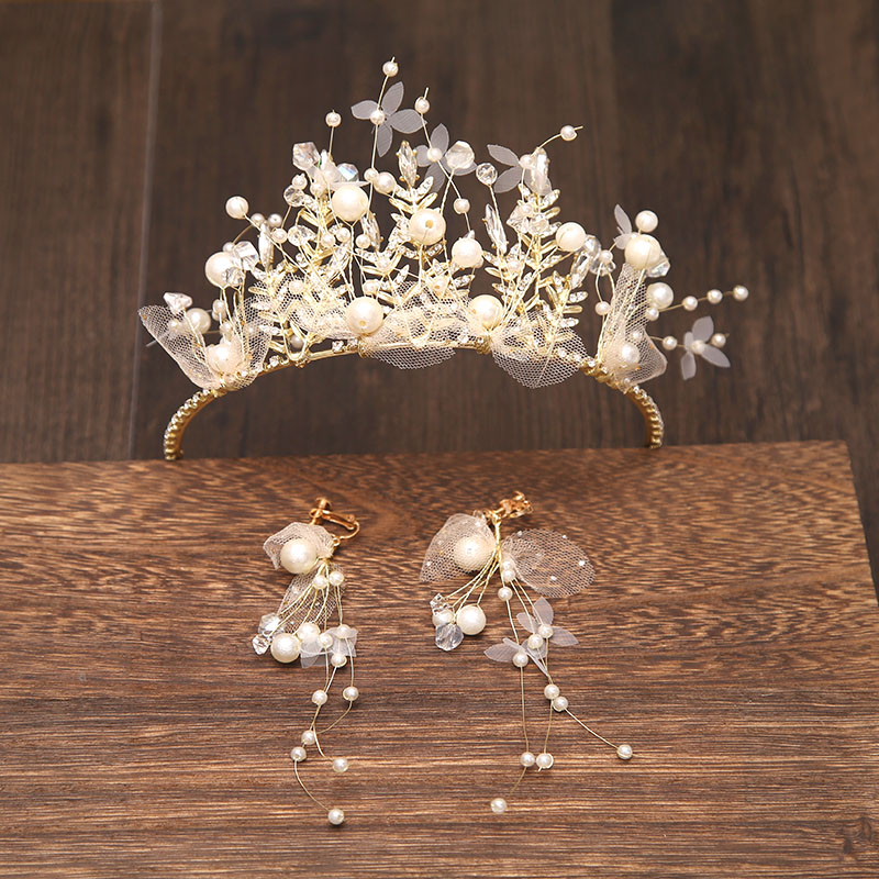 新娘羽毛皇冠头饰森系婚纱礼服发饰网红十八生日发饰