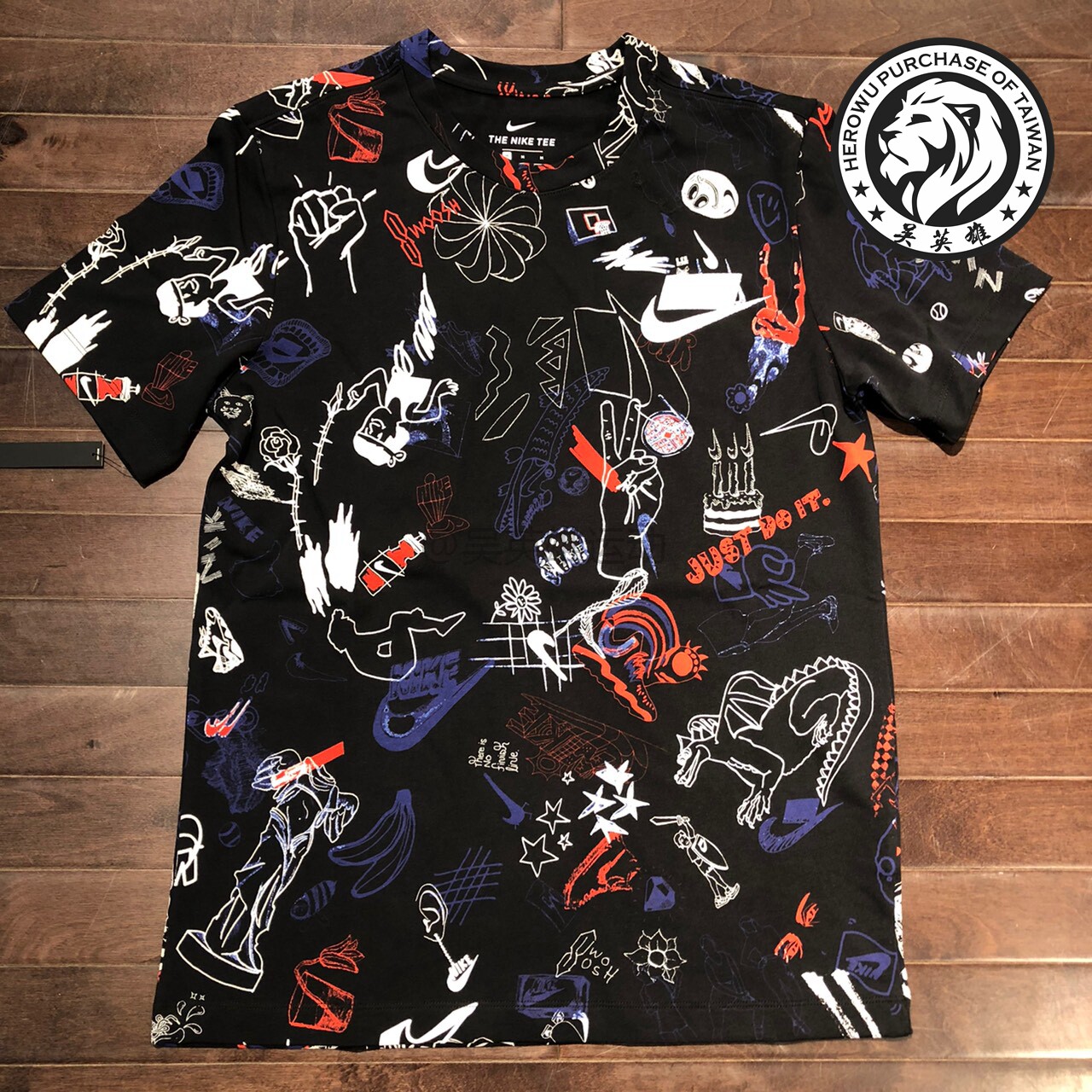 耐克恤男2020夏季新款印花涂鸦运动休闲圆领上衣运动t恤
