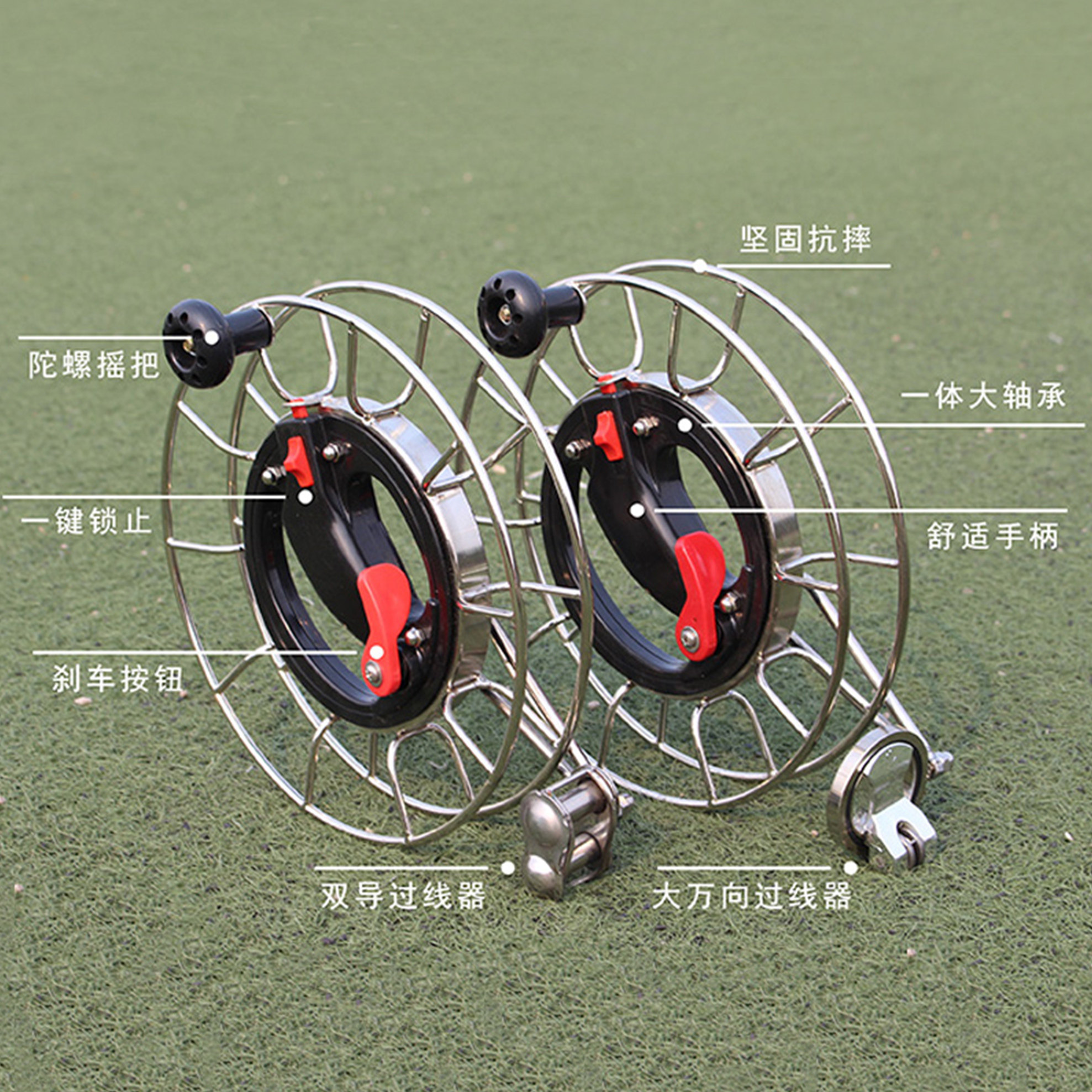 潍坊高档不锈钢手握刹车风筝轮 初学者 建鹏风筝线轮线盘手握轮 - 爱