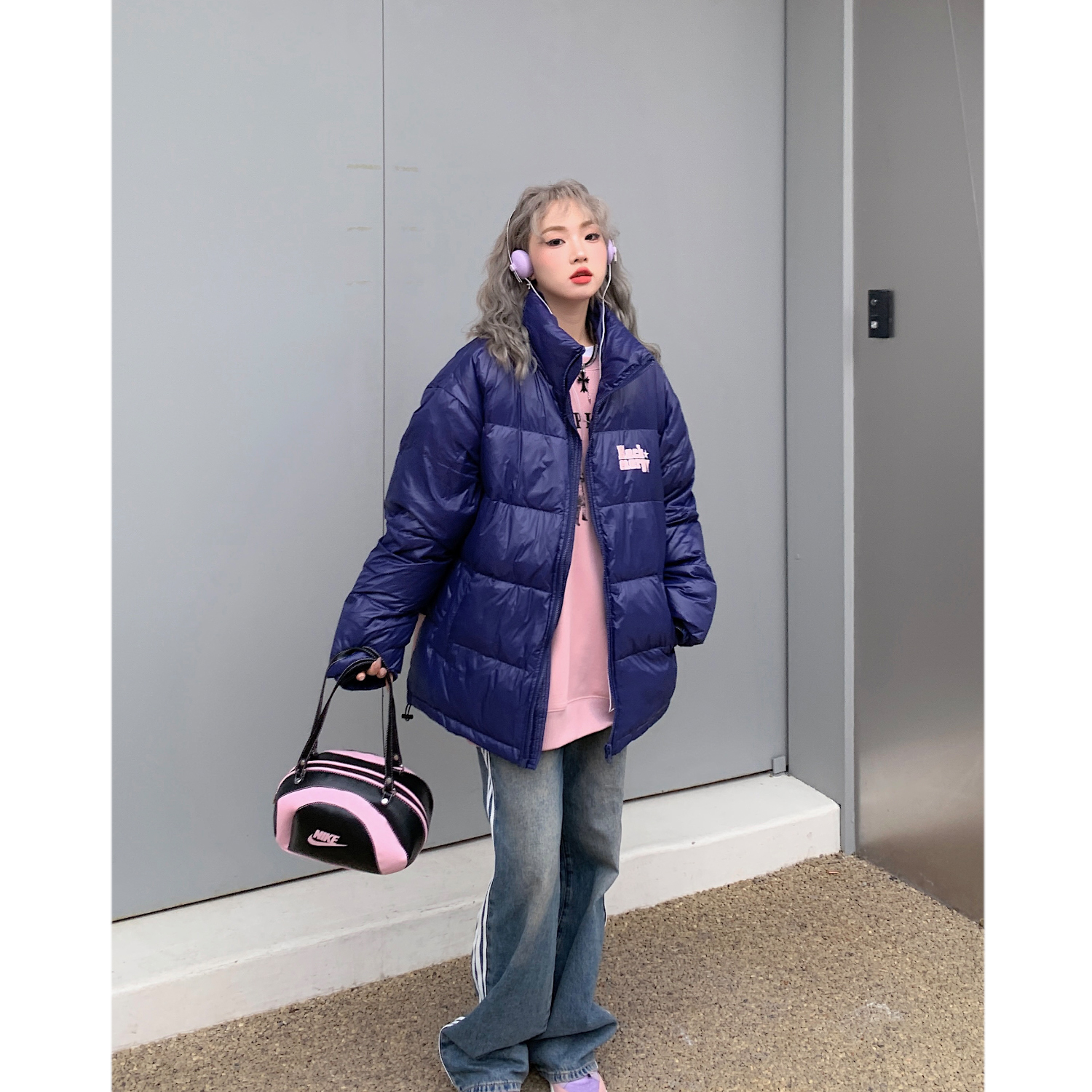 国潮复古拼接羽绒服冬季宽松2022新款设计小众羽绒服