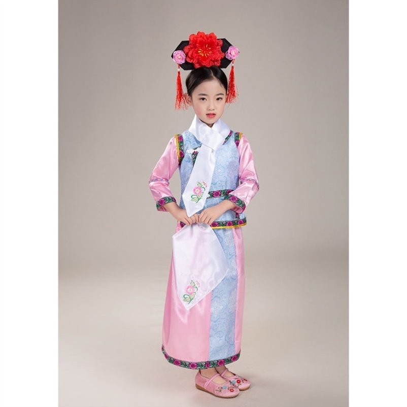 有一个姑娘演出演出服服装儿童古装幼儿格格舞蹈儿童演出服