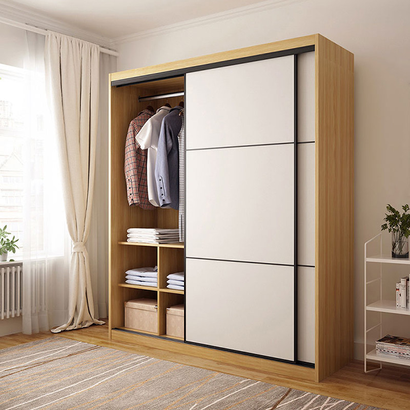 北欧现代简约推拉门大衣柜子高箱移门卧室小户型定制家具滑门