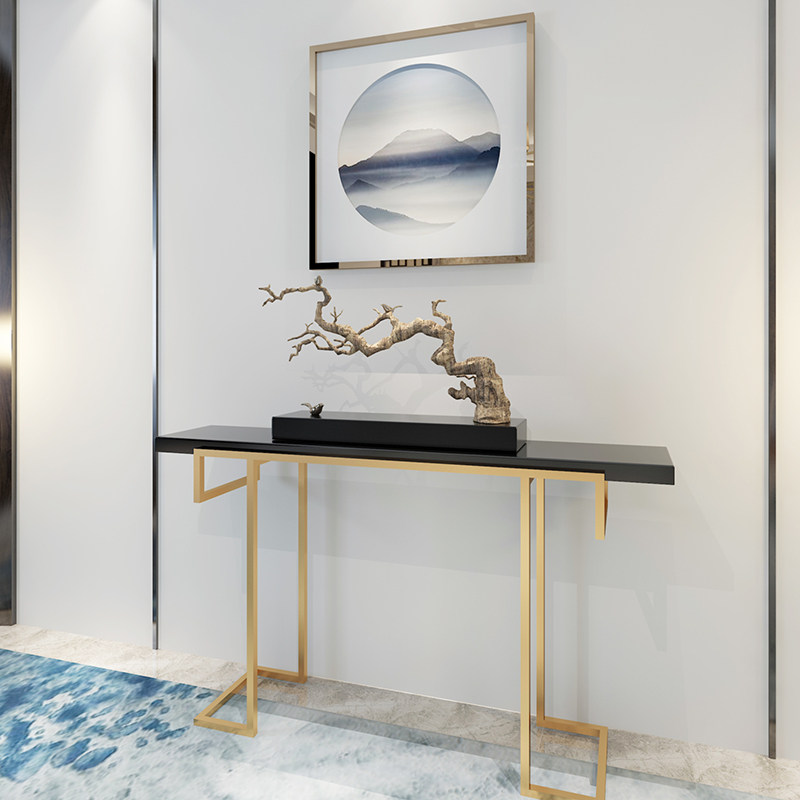 玄关极简酒店过道门厅装饰展厅大厅新中式入户玄关台