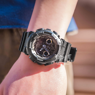 香港直邮casio卡西欧手表男g-shock黑武士迷彩运动电子表ga-100cf